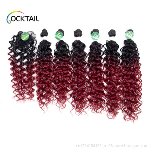 Japanese Kaneka fiber different colors kinky curly synthetic hair bundles, different colors synthetic hair weave in stock